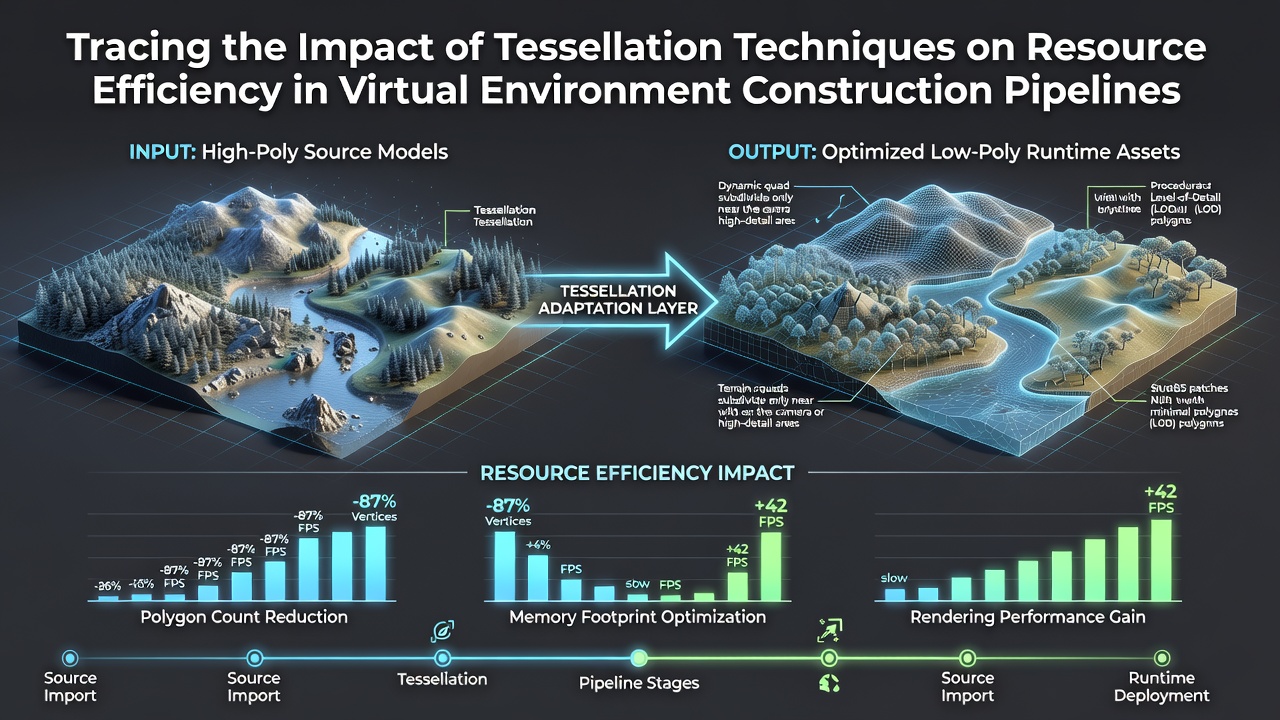 Tracing the Impact of Tessellation Techniques on Resource Efficiency in Virtual Environment Construction Pipelines